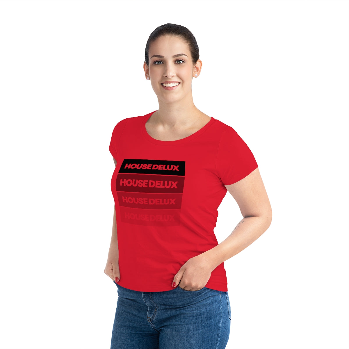 HD Block Fade Tee - Womens Red/Blk