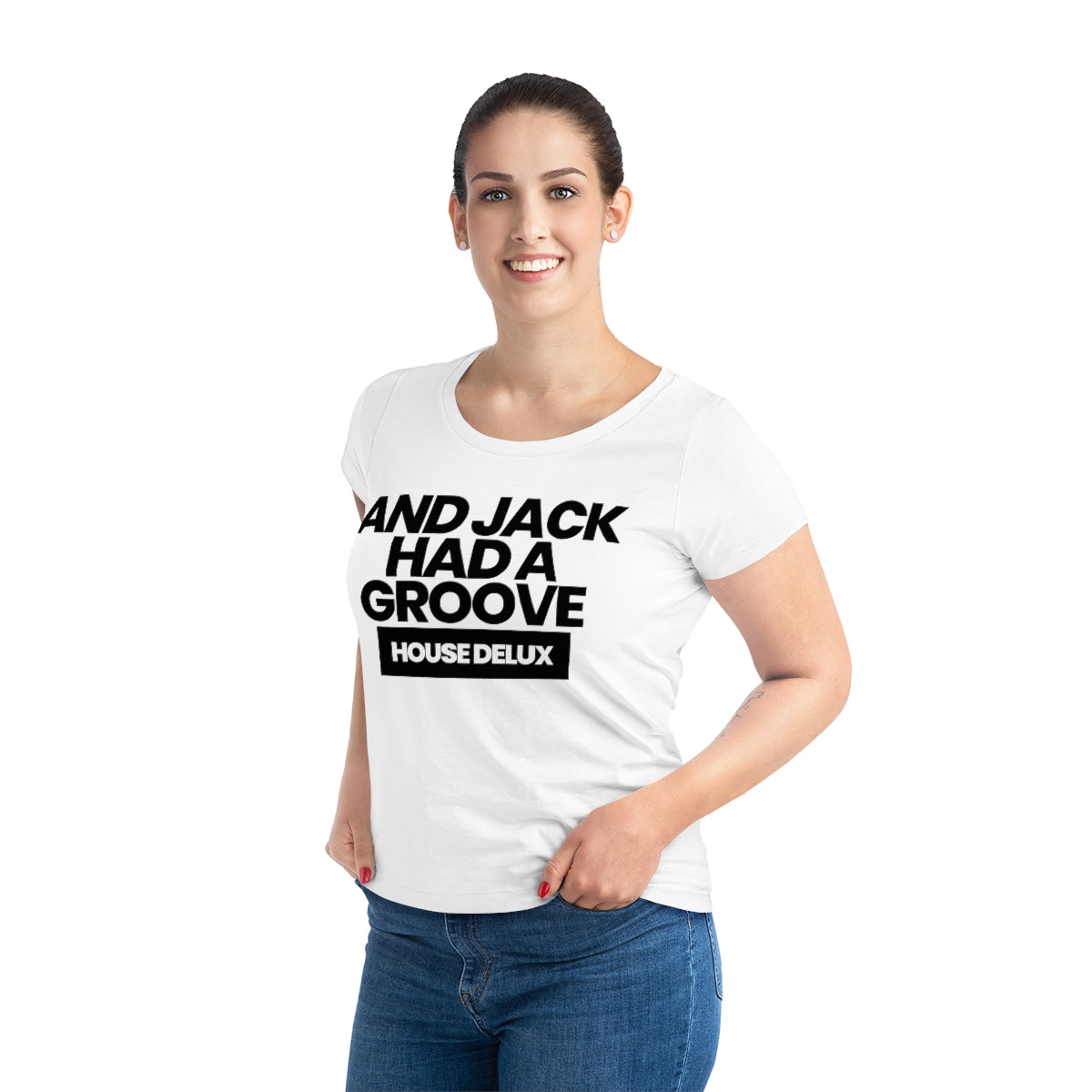 Jacks Groove Block Logo Tee - Womens Wht/Blk